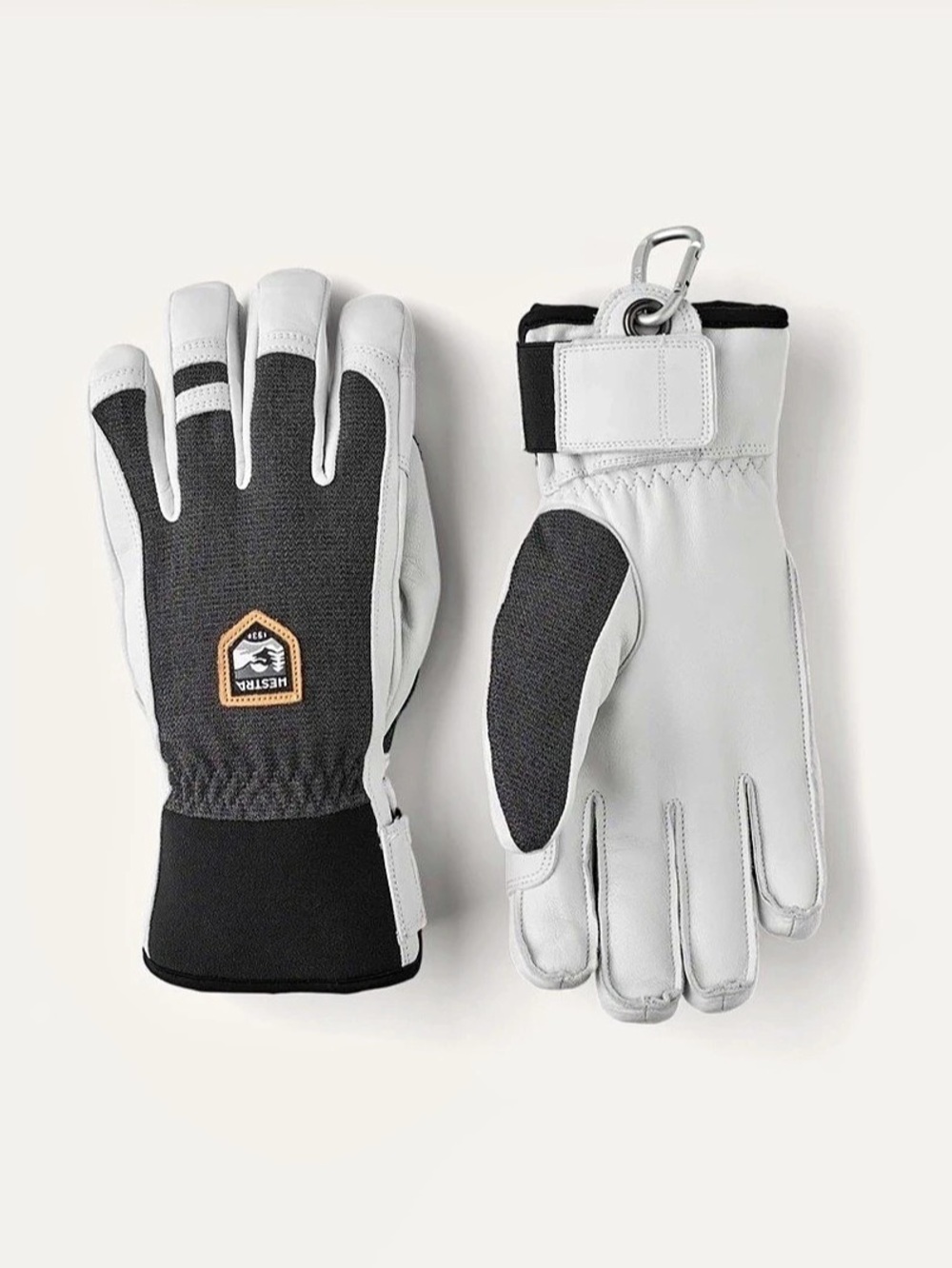 Hestra Army Leather Patrol 5-Finger Glove Ski Gloves White & Black